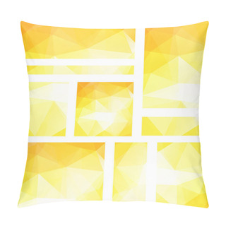 Personality  Horizontal And Vertical Banners Set With Polygonal Triangles. Polygon Background, Vector Illustration. Yellow, White Colors. Pillow Covers