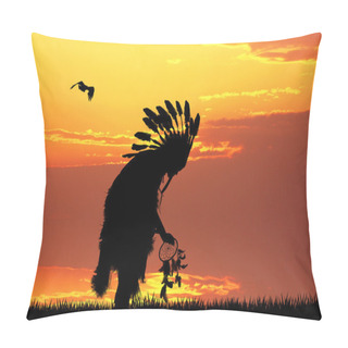 Personality  Indian At Sunset Pillow Covers