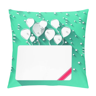 Personality  Illustration Greeting Card With Balloons For Happy Birthday, Trendy Flat Style - Vector Pillow Covers