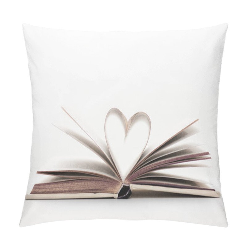Personality  book with heart-shaped pages on white with copy space  pillow covers