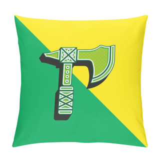 Personality  Axe Green And Yellow Modern 3d Vector Icon Logo Pillow Covers