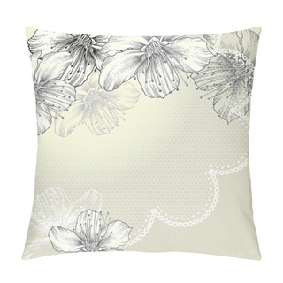 Personality  Floral Background With Vintage Lace And Flowers, Hand-drawing. Vector. Pillow Covers