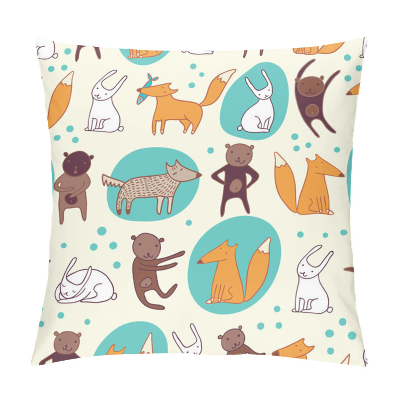 Personality  Happy animals seamless pattern pillow covers