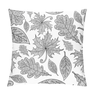 Personality  Seamless Doodle Leaves Pattern Pillow Covers