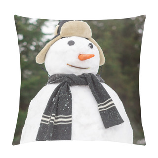 Personality  Funny Snowman In Forest Pillow Covers