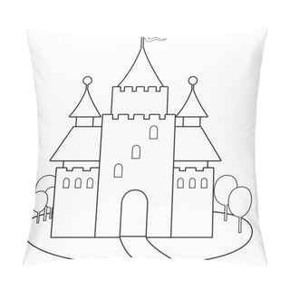 Personality  Fairy Tale Castle. Vector Black And White Coloring Page Pillow Covers