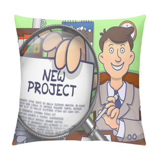 Personality New Project Through Magnifier. Doodle Style. Pillow Covers
