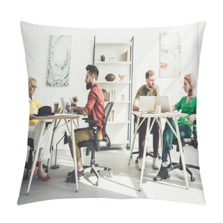 Personality  Group Of Young Creative Workers Working On Project In Office Pillow Covers
