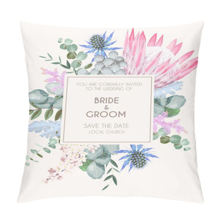 Personality  Vintage Wedding Card With Flowers And Greenery Pillow Covers