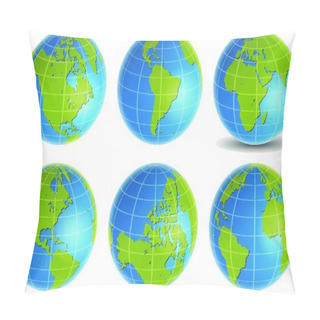 Personality  Globe 3d Blue Green Vector Set Pillow Covers