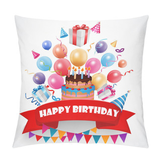 Personality  Happy Birthday Card With Cake Pillow Covers