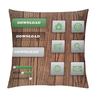 Personality  Vector Set Of Web Buttons On Wooden Background. Pillow Covers