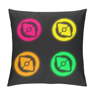 Personality  Big Point Compass Four Color Glowing Neon Vector Icon Pillow Covers