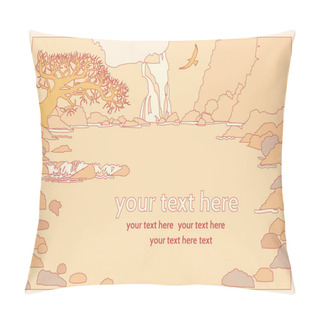 Personality  Yellow Mountain Landscape With A Waterfall Pillow Covers