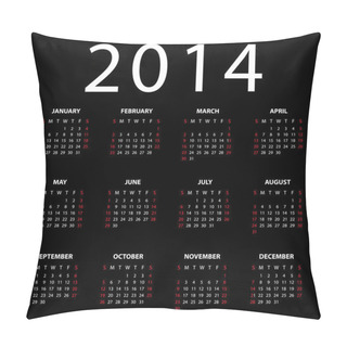 Personality  Calendar For 2014 On Black Background. Pillow Covers