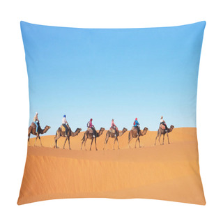 Personality  Camel Caravan Going Through The Sand Dunes In The Sahara Desert, Morocco Pillow Covers
