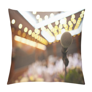 Personality  Close Up Of Microphone In Concert Hall Or Conference Room Pillow Covers