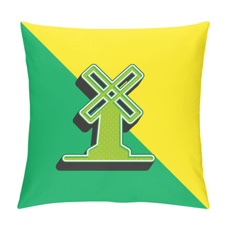 Personality  Big Windmill Green And Yellow Modern 3d Vector Icon Logo Pillow Covers