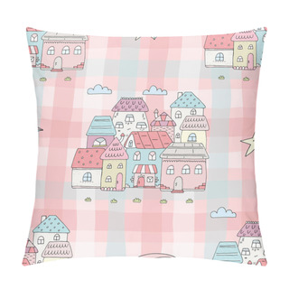 Personality  Seamless Colorful Houses Pattern Vector Illustration. Vector Print. Pillow Covers