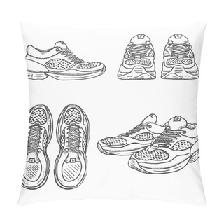 Personality  Set Of Sketch Running Shoes.  Pillow Covers