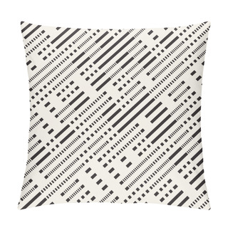 Personality  Black And White Irregular Dashed Lines Pattern. Abstract Vector Seamless Background Pillow Covers
