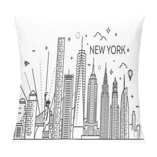 Personality  New York City Skyline, Vector Illustration, Flat Design Pillow Covers