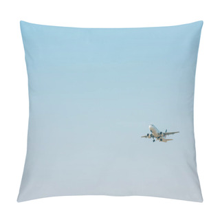 Personality  Airplane Taking Off In Blue Sky With Copy Space Pillow Covers