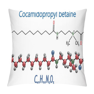 Personality  Cocamidopropyl Betaine CAPB Molecule. It Is Used In Shampoo, In Cosmetics, As Antistatic In Hair Conditioner. Structural Chemical Formula And Molecule Model Pillow Covers