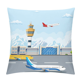 Personality  Airport Building And Airplanes Pillow Covers