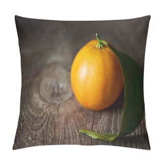 Personality  Selective Focus Of Organic Tasty Tangerine On Wooden Table  Pillow Covers