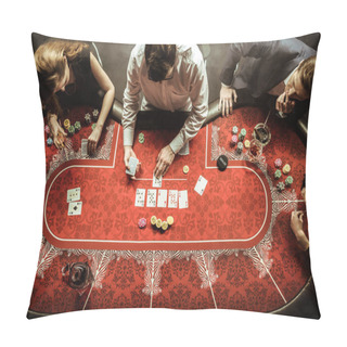 Personality  Young People Playing Poker Pillow Covers