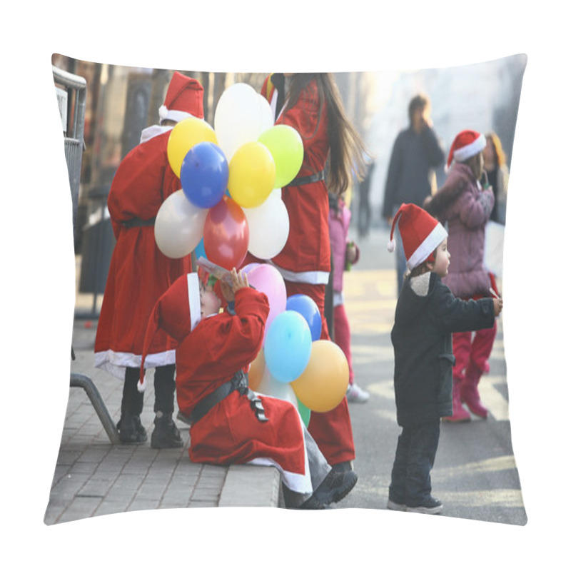 Personality  People In Santa Claus Costumes Take Part In The Race Pillow Covers