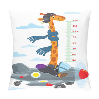 Personality  Giraffe On Plane. Meter Wall Or Height Chart Pillow Covers