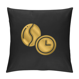 Personality  Bean Gold Plated Metalic Icon Or Logo Vector Pillow Covers