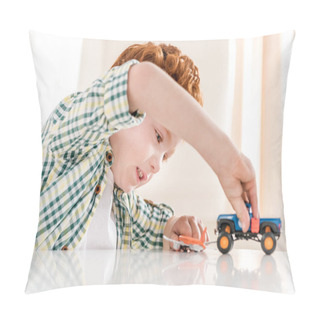 Personality  Little Boy Playing With Toys Pillow Covers