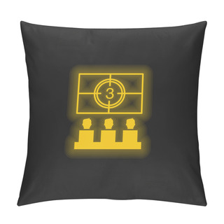 Personality  Audience Watching On Cinema Theater Yellow Glowing Neon Icon Pillow Covers