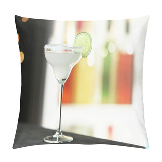 Personality  Fresh Alcoholic Cocktail With Lemon And Sugar On Bar Counter, Space For Text Pillow Covers