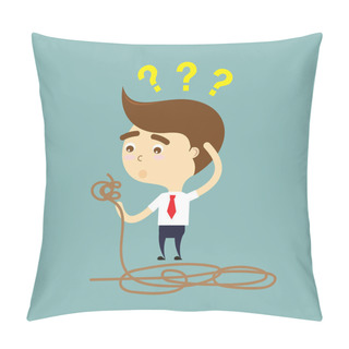 Personality  Businessman Has A Problem With Solution Knot Of Rope Vector Pillow Covers