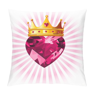 Personality  Crystal Heart With Crown Pillow Covers