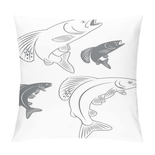 Personality  Outline And Silhouette Of Fish Grayling Pillow Covers