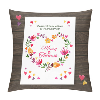 Personality  Wedding Invitation Card With Watercolor Floral Bouquet Pillow Covers