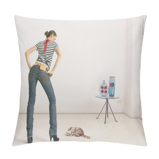 Personality  Woman And Cat Pillow Covers