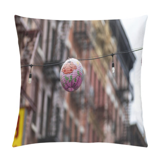 Personality  New York, USA; June 3, 2023: Chinatown, The Bustling, Lantern-laden, Asian-influenced Neighborhood Where The Chinese New Year Is Celebrated. Pillow Covers
