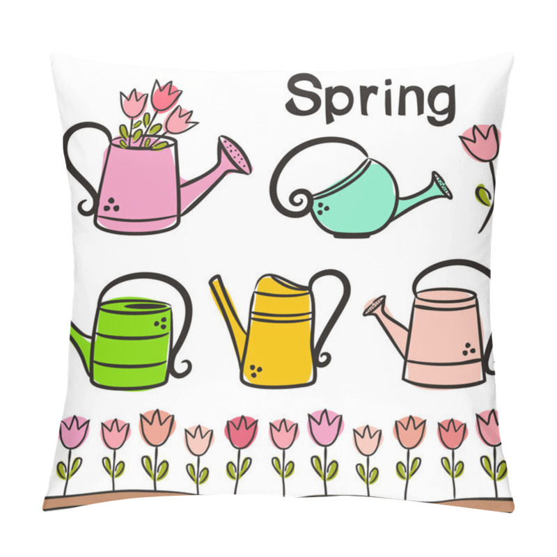 Personality  Time of year - Spring. Elements for seasonal calendar. Hand-drawn ice cream, watermelon, lemonade, kite and clouds.  Vector illustration in doodle style for yearbooks and calendars. pillow covers