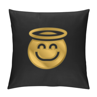 Personality  Angel Gold Plated Metalic Icon Or Logo Vector Pillow Covers