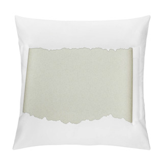 Personality  Ripped White Textured Paper With Curl Edges On Grey Background  Pillow Covers