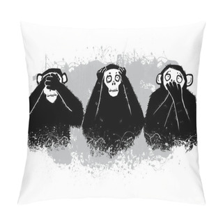 Personality  The Author's Illustration. Three Monkeys. Pillow Covers