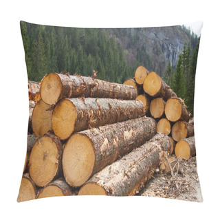 Personality  Timber Logging In Austrian Alps Pillow Covers