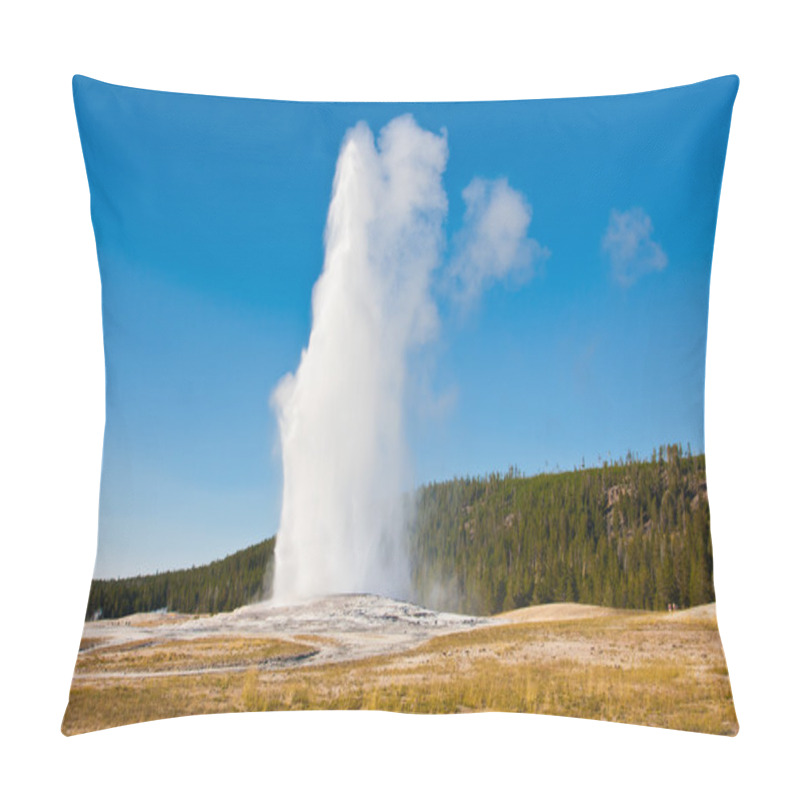 Personality  Eruption of Old Faithful geyser at Yellowstone National Park pillow covers
