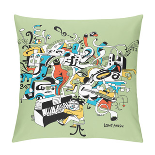 Personality  Creative Illustration Of Musician Playing On Piano - Abstract Music Concept Pillow Covers